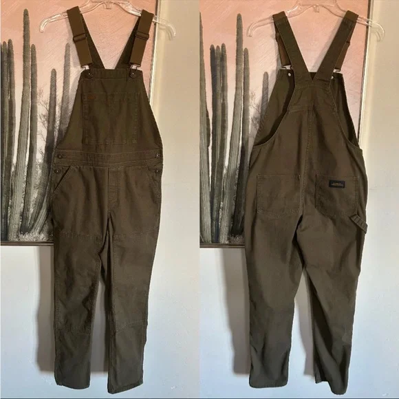 REI Cooperative Trailsmith Double Knee Utility Canvas Overalls Women’s 0 Green - Picture 3 of 14